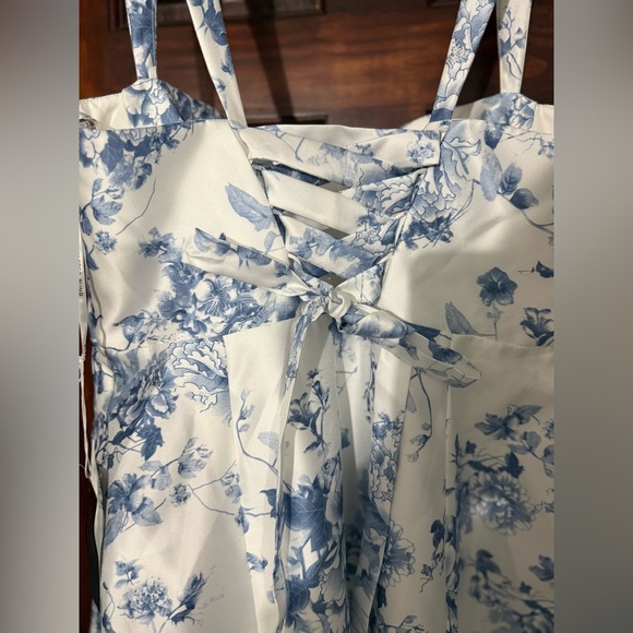 Alfred Sung [ 16] D852FP Floral Lace Up A-Line Gown Cottage Rose NWT $289 - Picture 11 of 13